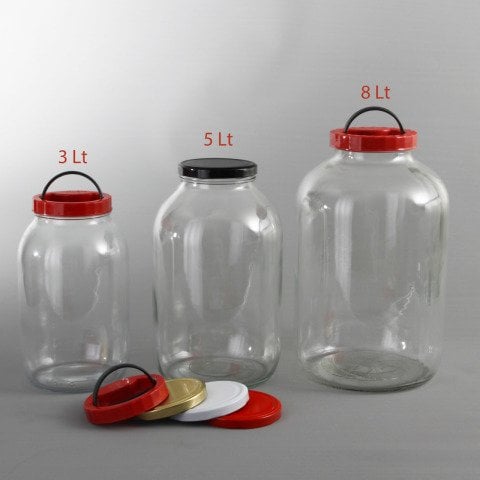5 Litre Kapaklı Cam Kavanoz ( 7 Adet Kavanoz ve 7 Kapak)