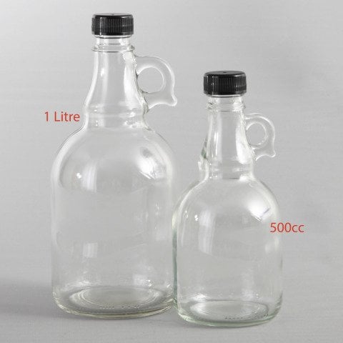 1000cc 20 Adet Kapaklı Kulplu Cam Şişe/Galon Şişe