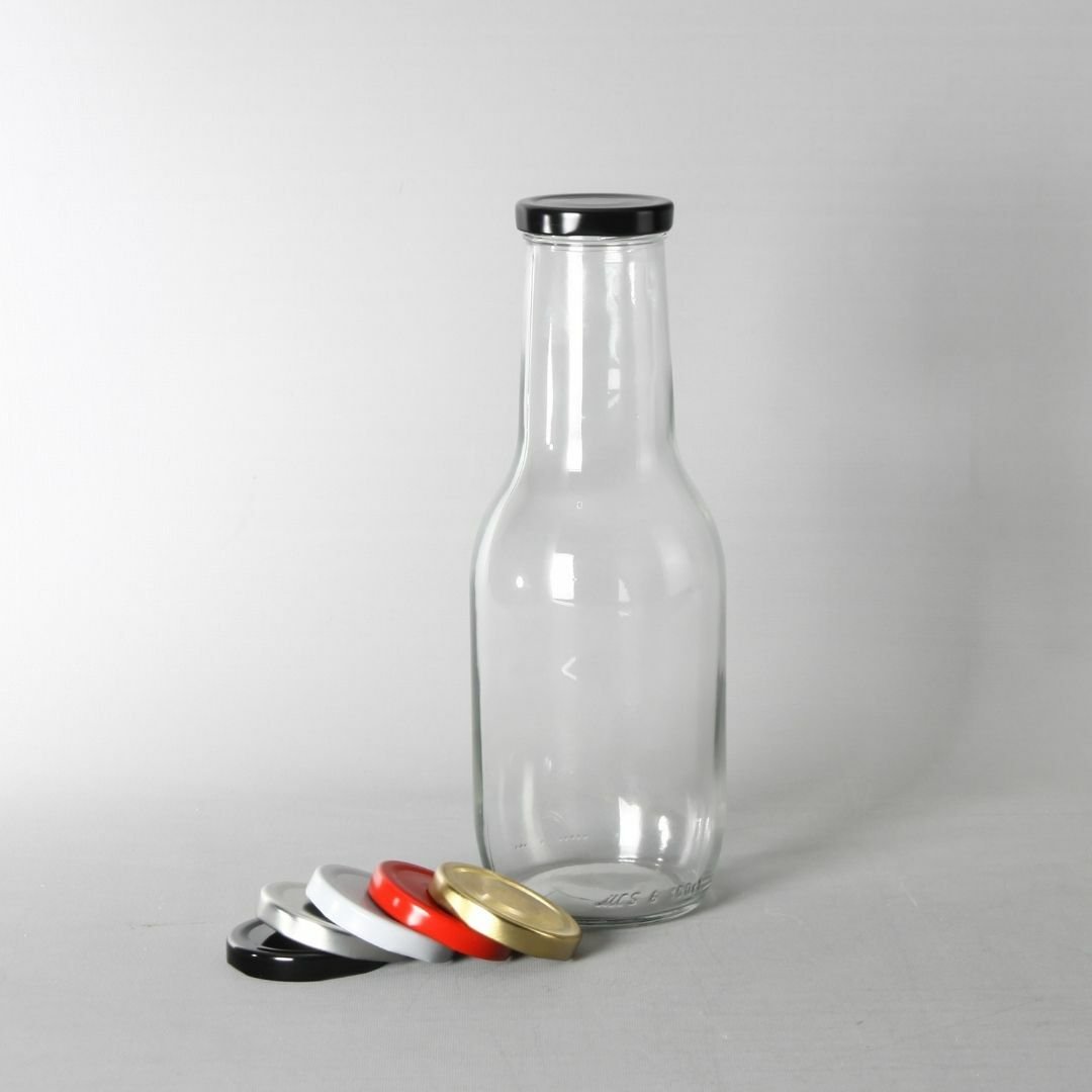 1 Litre Metal Kapaklı Konserve Şişesi- Komposto Şişesi- 16 Adet