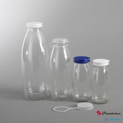 1000Cc 30 Adet Kapaklı Cam Süt Şişesi