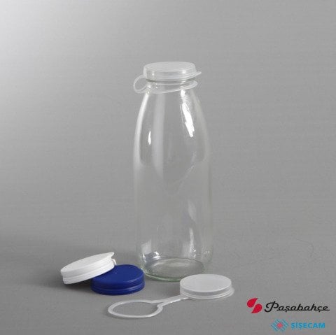 500cc 45 Adet Kapaklı Cam Süt Şişesi