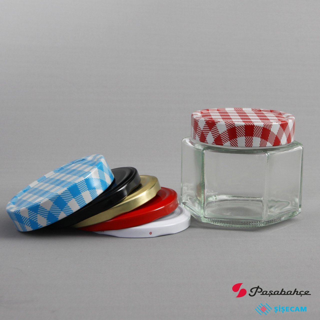 380cc 24 Adet  Kapaklı Köşeli Cam Kavanoz