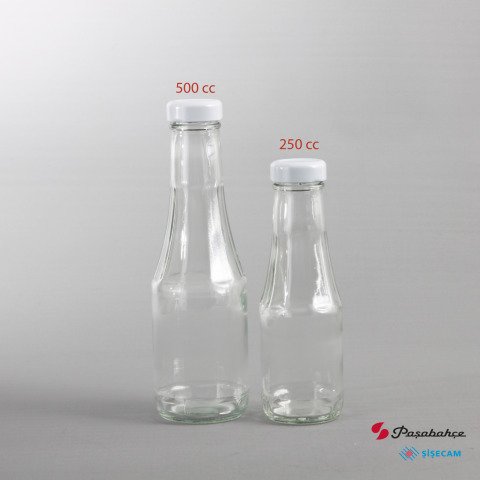 330cc 54 Adet Kapaklı Cam Ketçap Şişesi