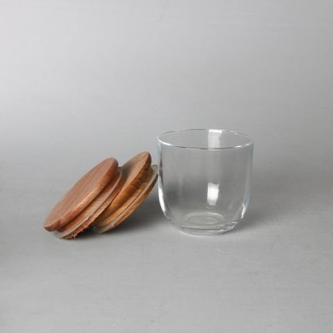 285cc Ahşap Kapaklı Cam Bardak 12 Adet
