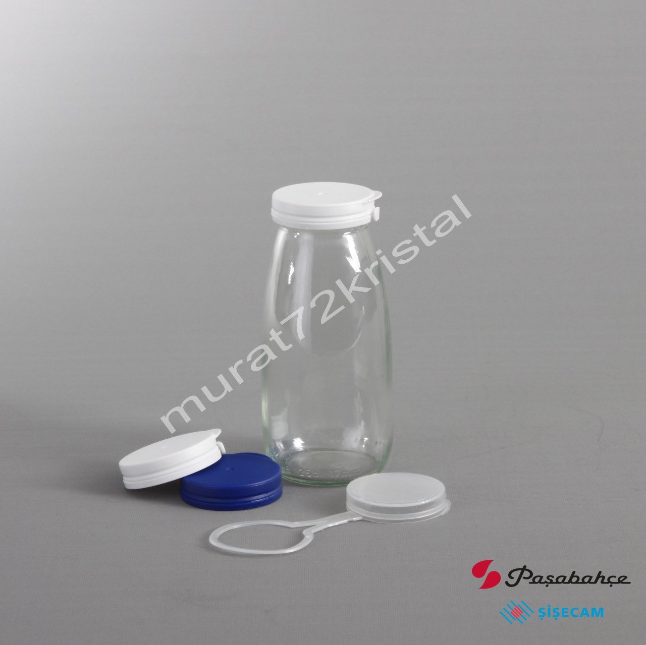 250cc 126 Adet Kapaklı Cam Süt Şişesi