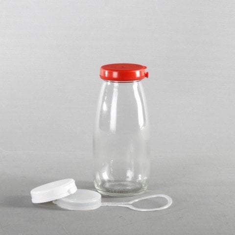 250cc 126 Adet Kapaklı Cam Süt Şişesi