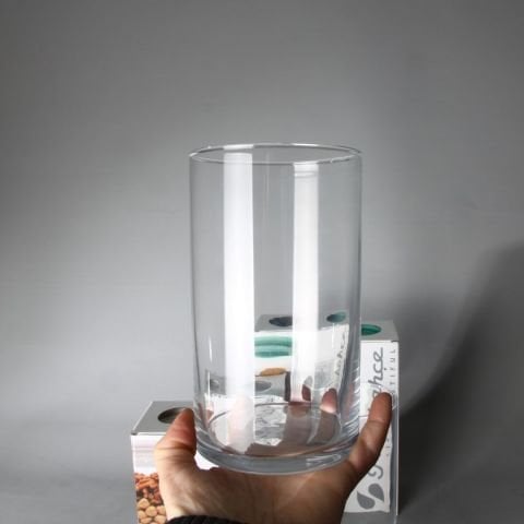 43736 _ Silindir Cam Kavanoz Kapaklı- Silindir Cam Mumluk 4 Adet