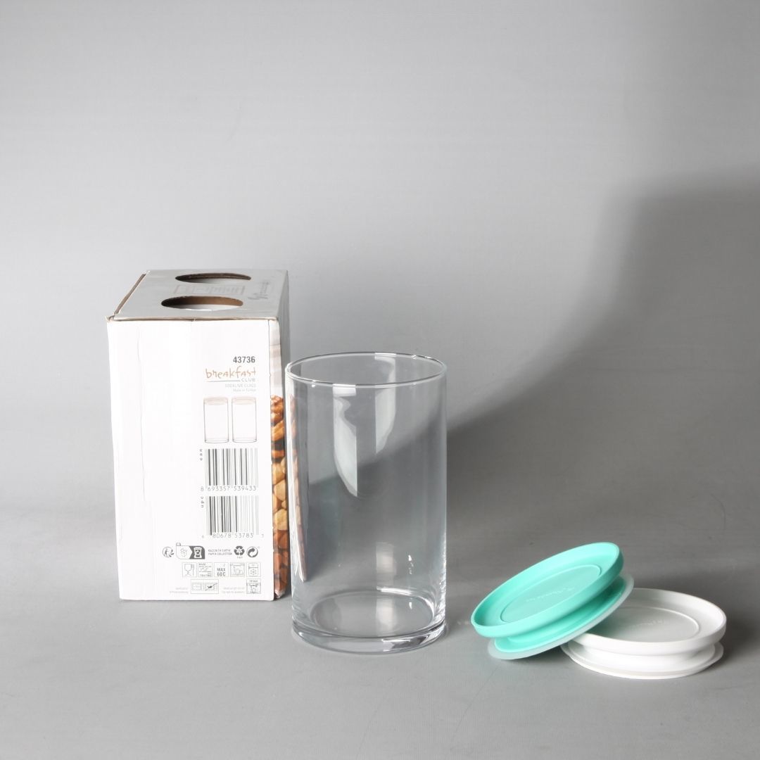 43736 _ Silindir Cam Kavanoz Kapaklı- Silindir Cam Mumluk 4 Adet