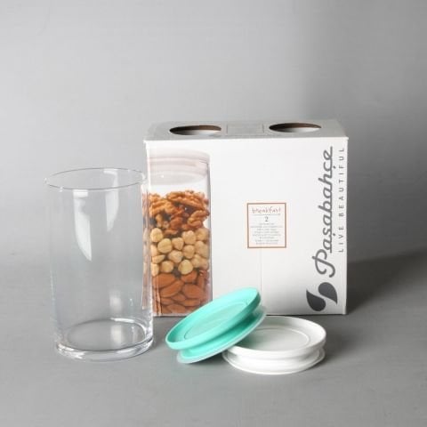 43736 _ Silindir Cam Kavanoz Kapaklı- Silindir Cam Mumluk 4 Adet