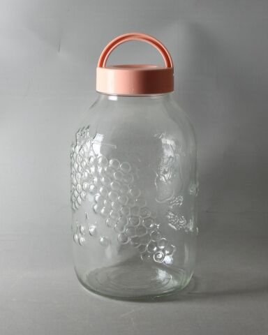 5 litre Plastik Vidalı Kapaklı Üzüm Kabartmalı 6 Adet Cam Kavanoz