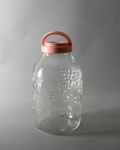 5 litre Plastik Vidalı Kapaklı Üzüm Kabartmalı 6 Adet Cam Kavanoz