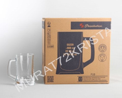 Paşabahçe Pub Bira Bardağı Kulplu 12 Adet -55229-660cc