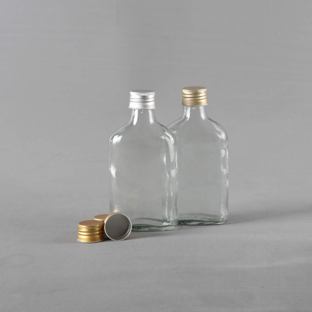 Şişe 200cc 154 Adet Yassı Şişe , Plastik ve Alümüyum Kapak ile