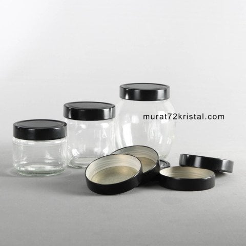 Geniş Etek Kavanoz Kapağı Siyah-Derin Etek-50 Adet