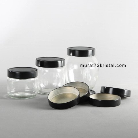 Geniş Etek Kavanoz Kapağı Siyah-Derin Etek-50 Adet