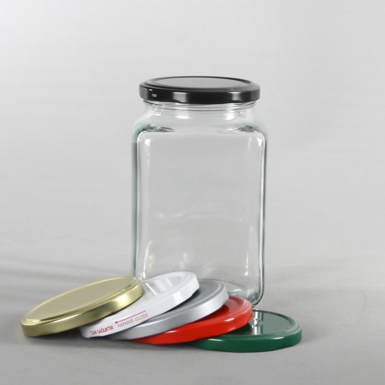 Köşeli  24 Adet 1 Litre Cam Kavanoz