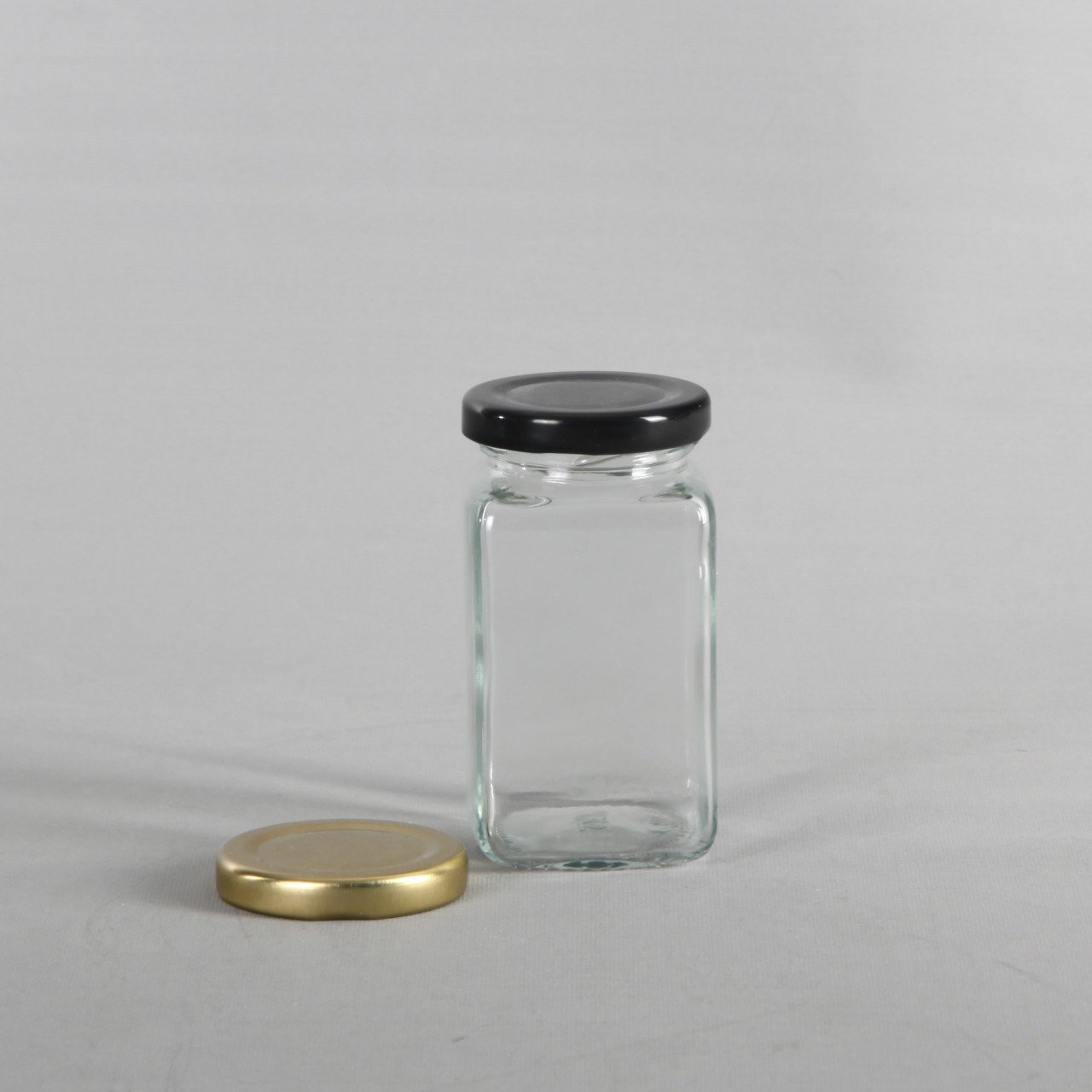 160cc_128 Adet Kapaklı Köşeli Küçük Kavanoz