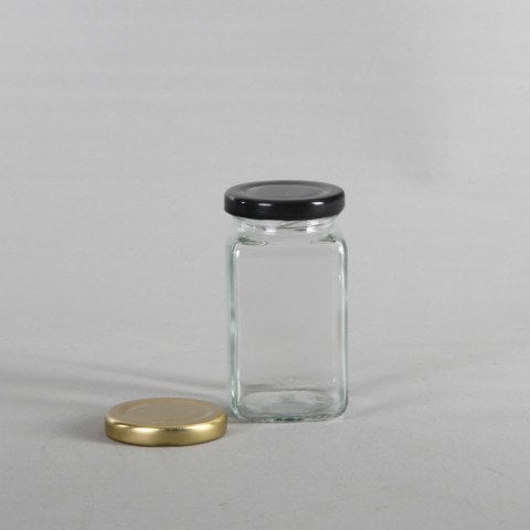 160cc_128 Adet Kapaklı Köşeli Küçük Kavanoz