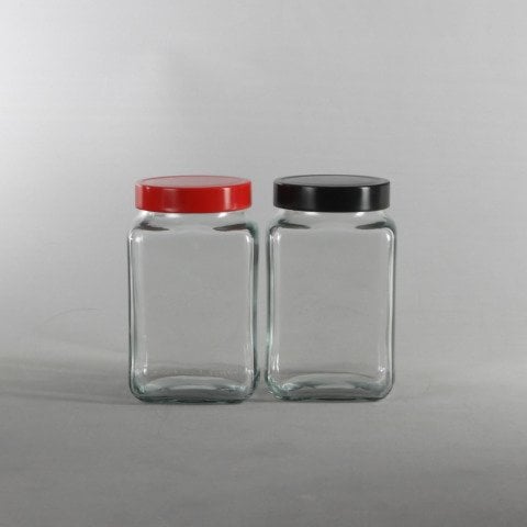 Köşeli 24 Adet 1 Litre Cam Kavanoz Derin Etek Kapaklı