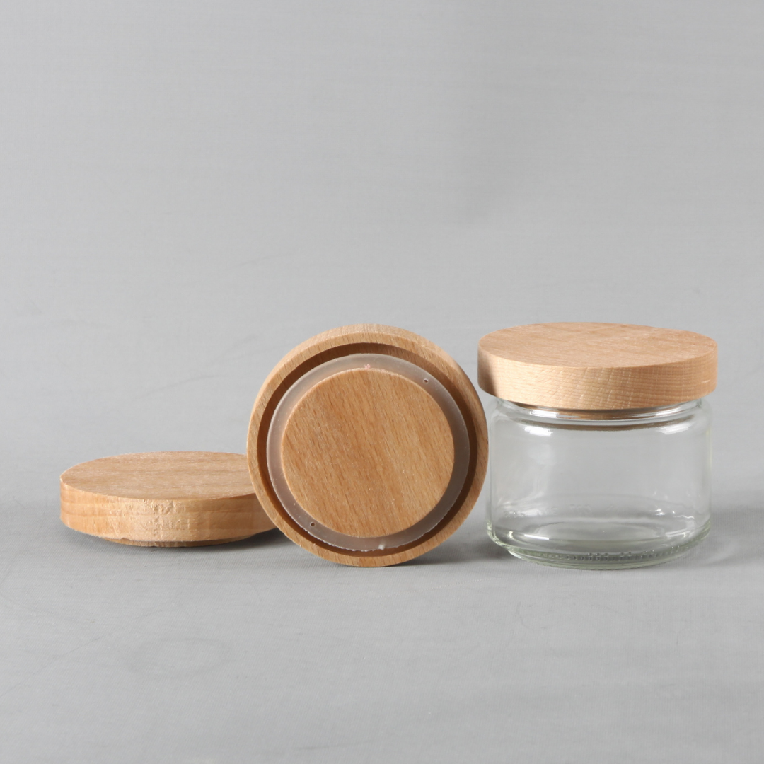 Ahşap Kapak 300cc Kavanoz ile - 20Adet